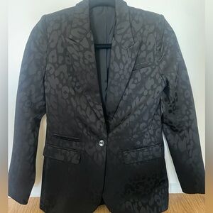 The Kooples Black Leopard Pattern Blazer